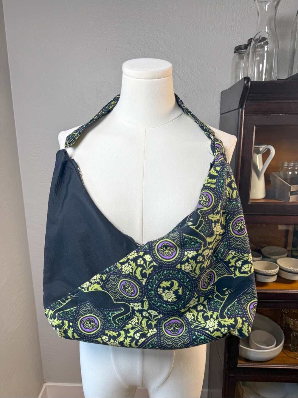 Floral Medallion Fabric Sling Bag Hobo Cotton Zipper Boho Shoulder Bag